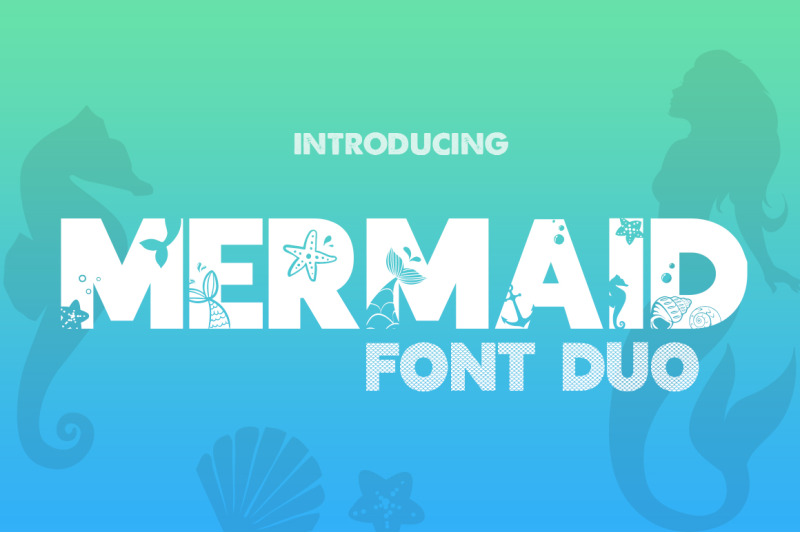mermaid-font-duo-silhouette-font-scales-font-sea-font