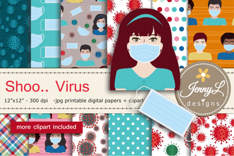 virus-digital-papers-and-surgical-mask-clipart