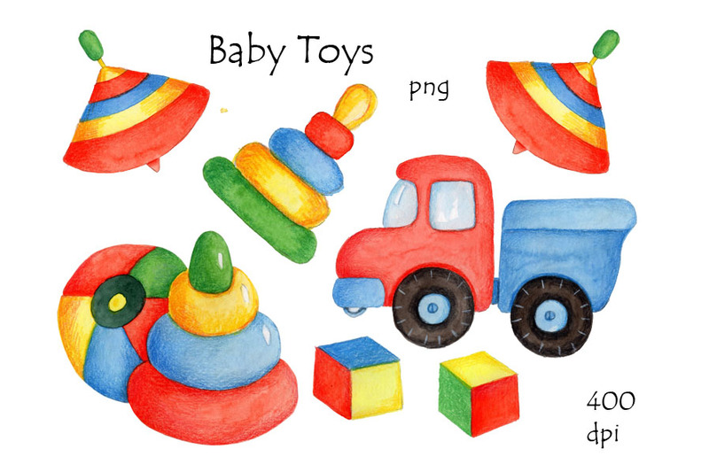 baby-toys-watercolor-and-pencils