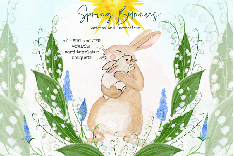 spring-bunnies-watercolor-clipart