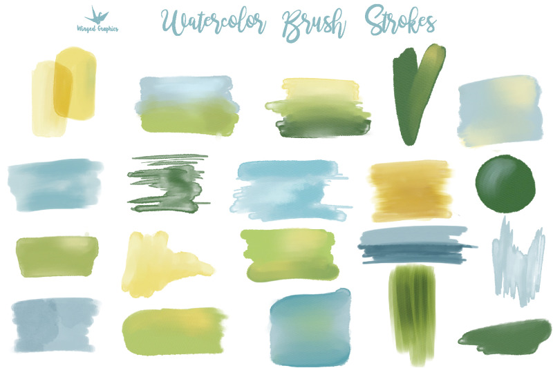 watercolor-brush-strokes-46-items-in-gree-blue-and-yellow