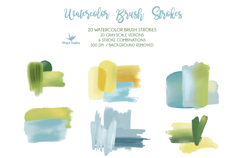 watercolor-brush-strokes-46-items-in-gree-blue-and-yellow