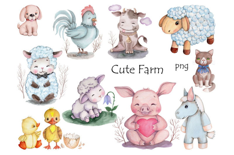cute-farm-watercolor-illustrations