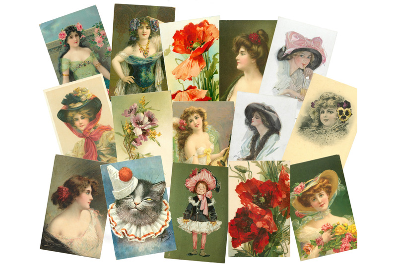 vintage-postcards-scrapbook-embellishments-34-pages