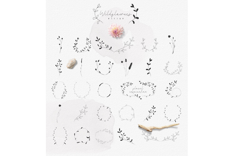 hand-drawn-botanic-elements-wildflowers-rustic-wreaths-branches