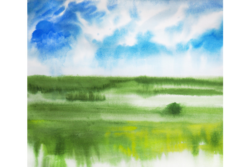 watercolor-summer-landscape-and-nature-field-and-tree