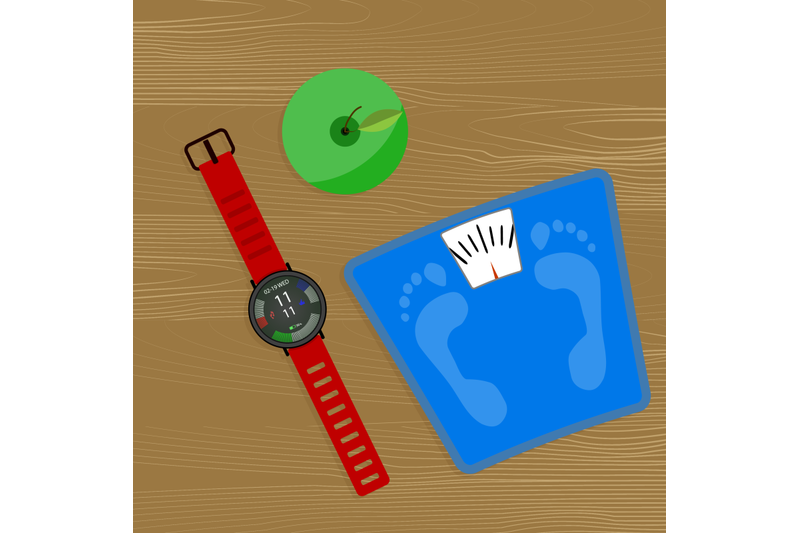 weight-loss-concept-smartwatch-and-scale-vector