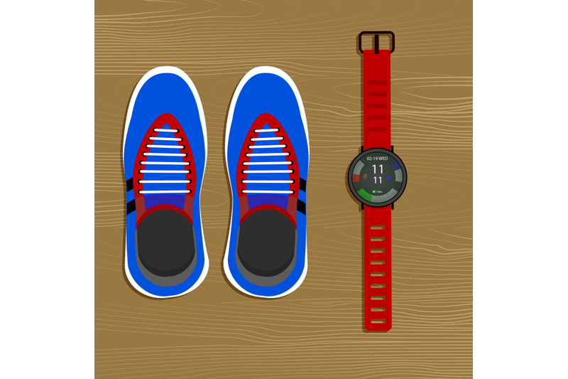 equipments-run-sneakers-and-watches-vector-runner-shoes