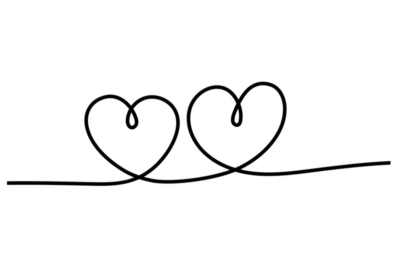 two-hearts-romantic-continuous-one-line-drawing-connecting-two-hearts