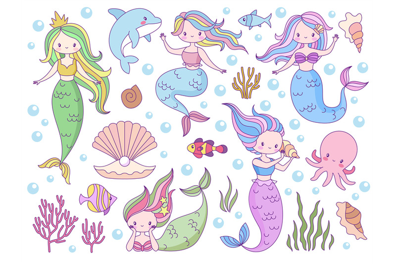 mermaid-sea-world-little-mermaids-cute-mythical-princess-and-dolphin