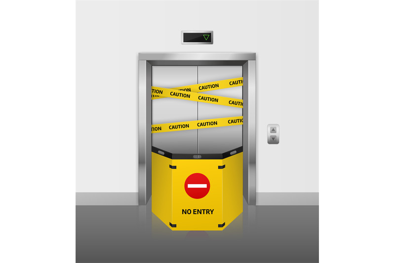 broken-elevator-realistic-broken-lift-closed-for-repair-or-maintenanc
