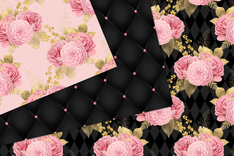 pink-and-gold-floral-digital-paper