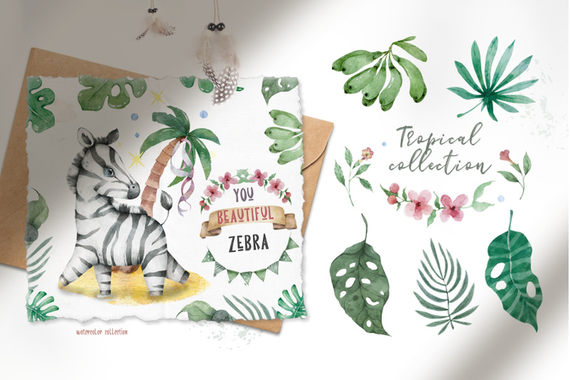 cute-zebras-watercolor-jungle