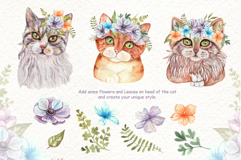watercolor-cats-and-flowers