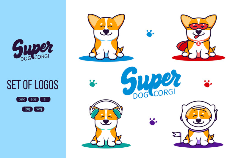 set-of-logos-funny-dogs-corgi