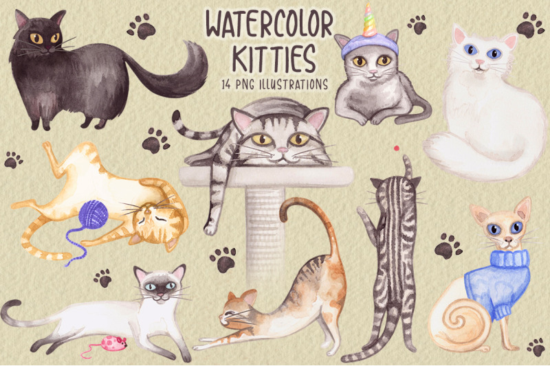 watercolor-cats-collection