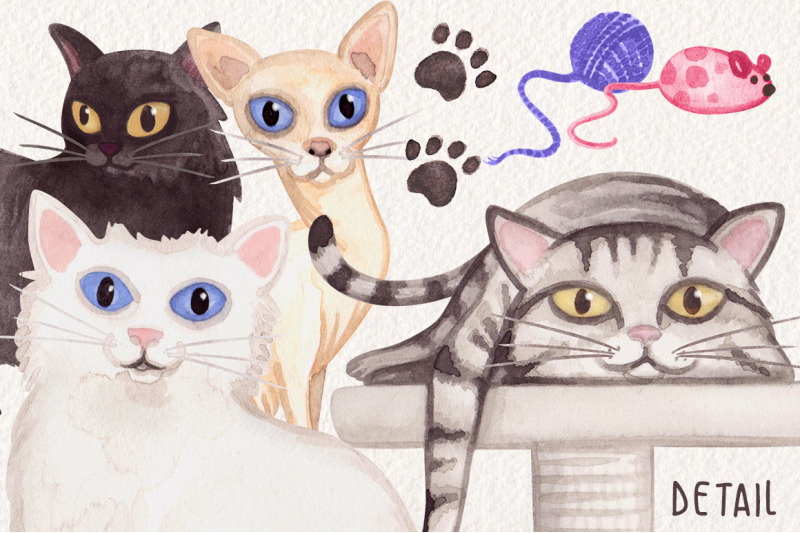 watercolor-cats-collection