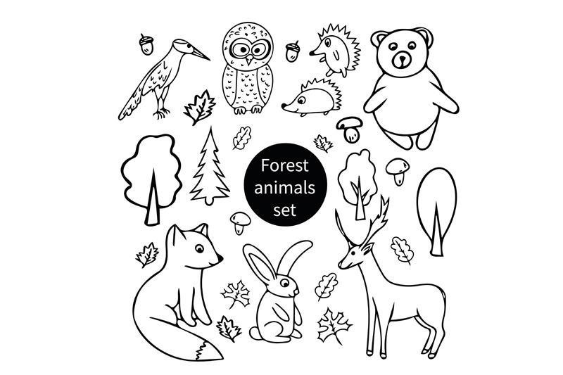forest-animals-doodle-set