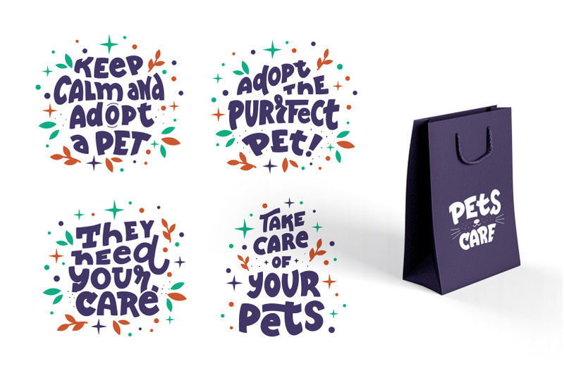 pets-slogans-logos-set