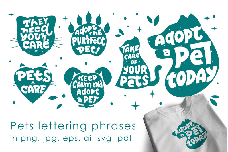 pets-slogans-logos-set