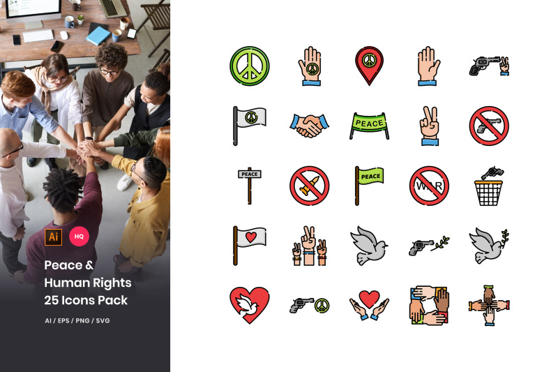 peace-and-human-rights-icons-pack