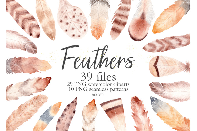 watercolor-boho-feathers-collection