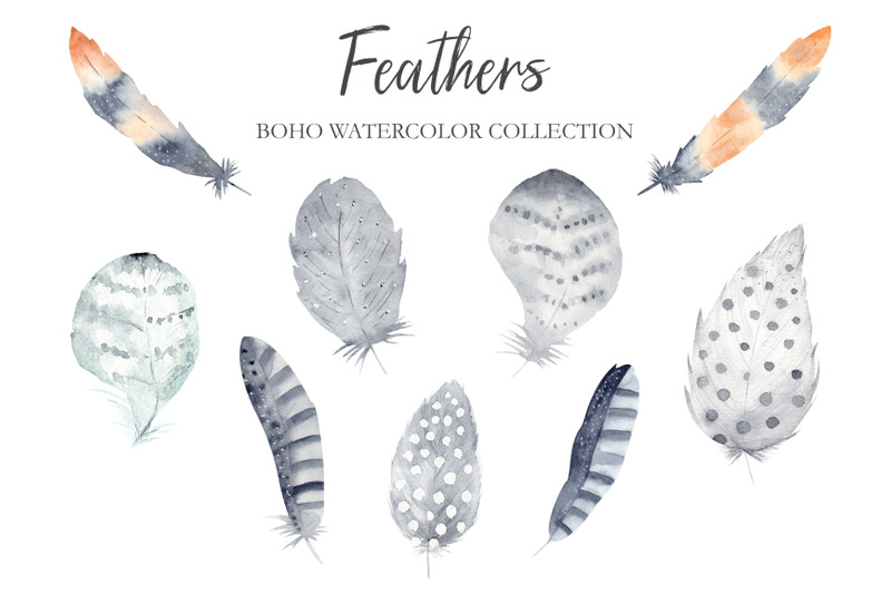 watercolor-boho-feathers-collection