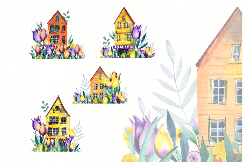 watercolor-house-housewarming-gift-cute-home-stay-home