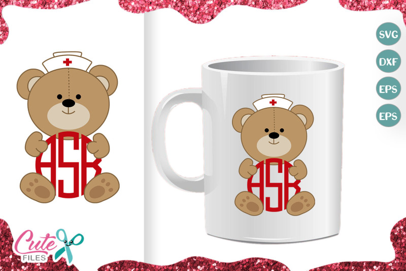 nurse-teddy-bear-monogram-frame-svg-cut-file-for-crafter