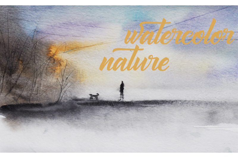 watercolor-nature-and-landscape-with-human-and-dog