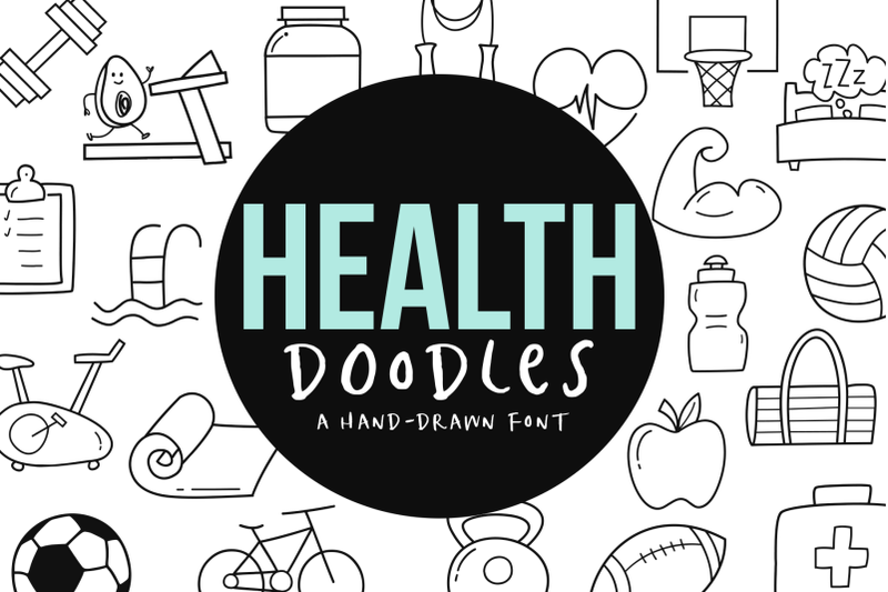 health-and-fitness-font-doodles