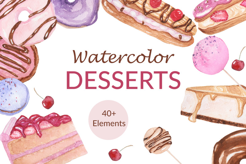 watercolor-desserts-clipart-set