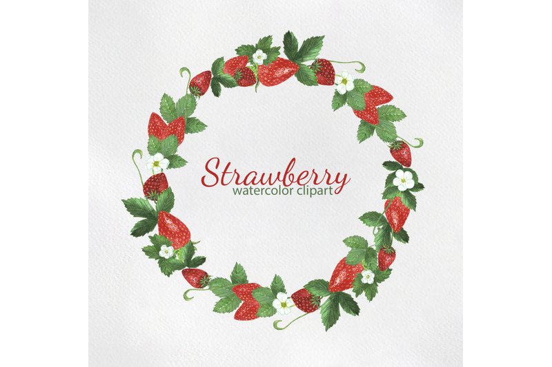 strawberry-wreath-watercolor-clipart