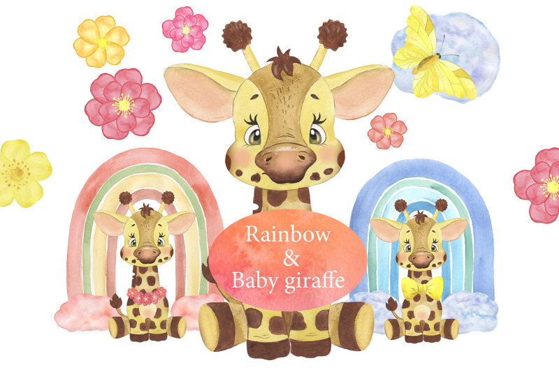 watercolor-little-giraffe-clipart-watercolor-rainbow-clipart