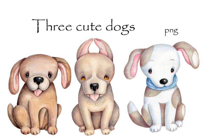 three-cute-dogs-watercolor-illustrations