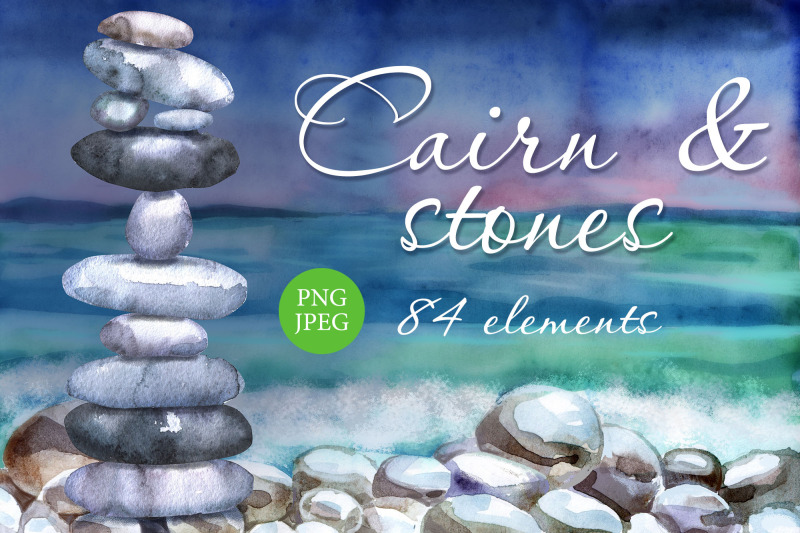 watercolor-cairns-and-stones