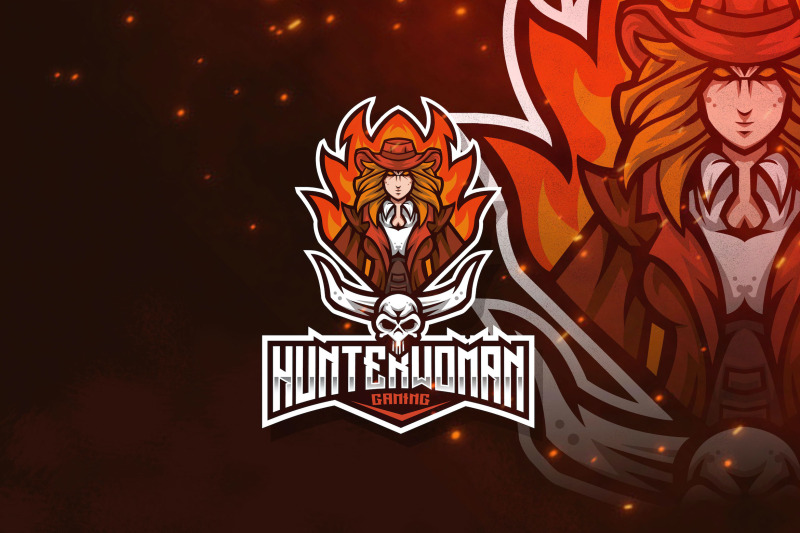 hunter-woman-esport-logo-template