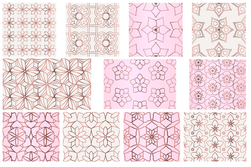 rose-gold-geometric-floral-patterns