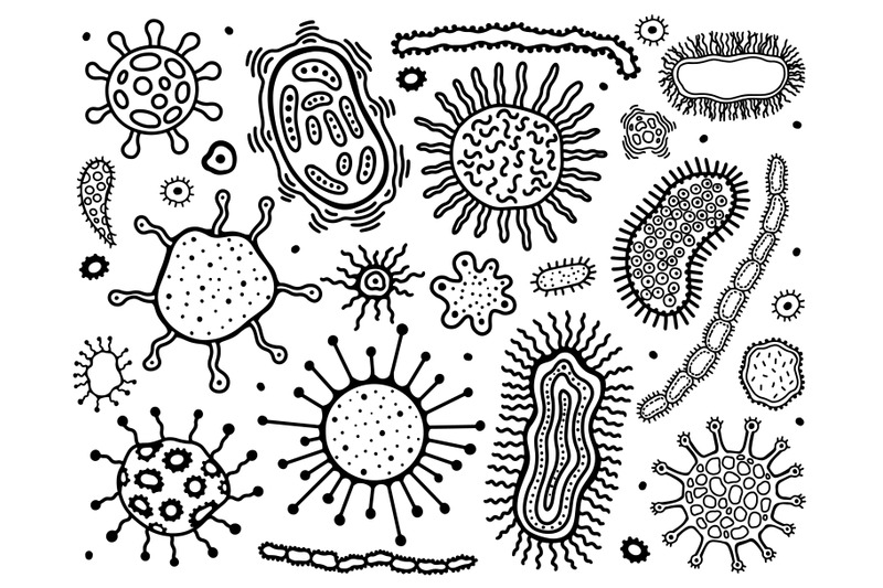coronovirus-infection-covid-19-microbe-hand-drawn-set