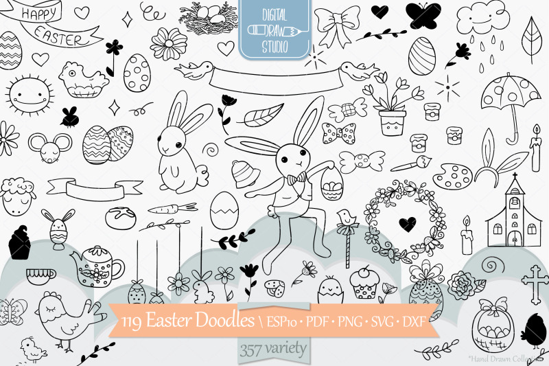 easter-doodles-decorated-egg-bunny-flowers-sheep-chocolate