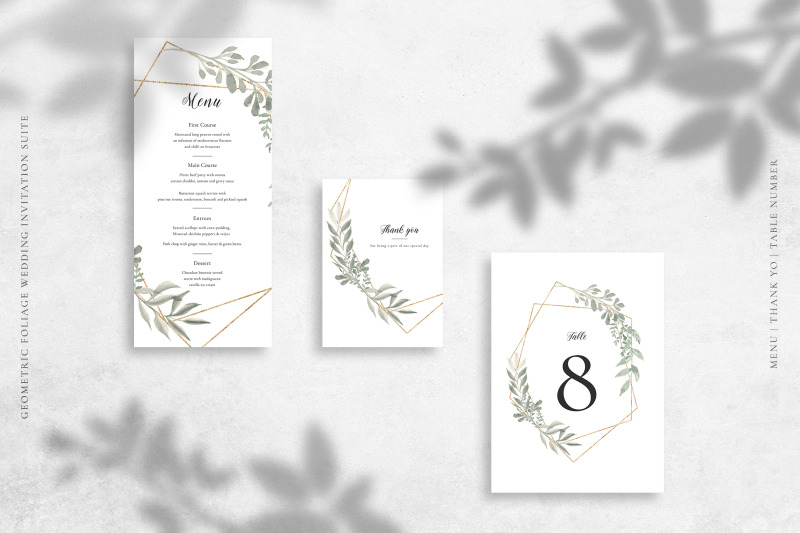 geometric-foliage-wedding-invitation-suite