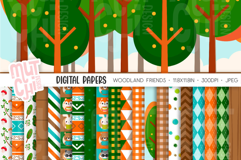 woodland-friends-digital-papers
