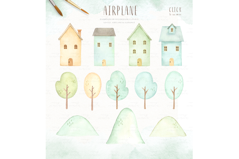 airplane-watercolor-clip-arts