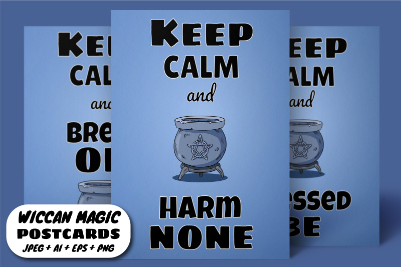 keep-calm-and-harm-none-wiccan-postcards-set