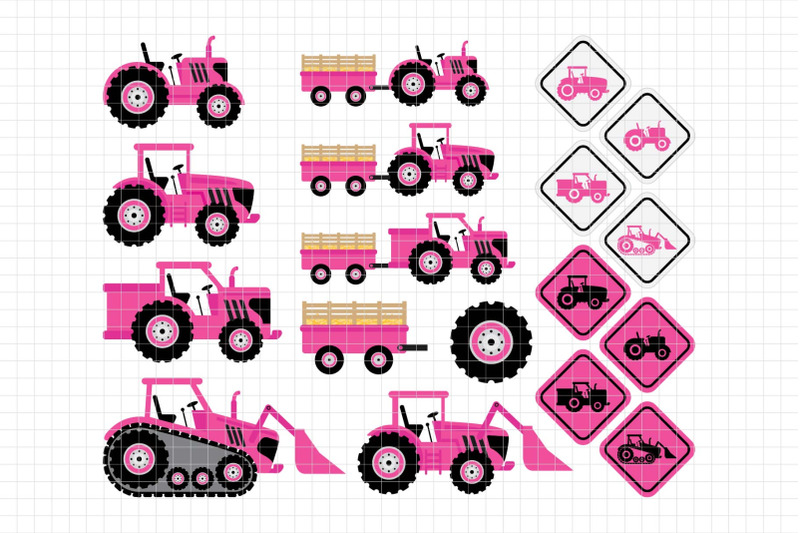 pink-tractors-digital-clipart-les-cl57b
