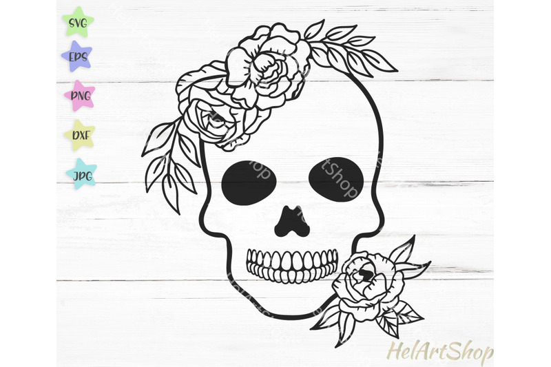 Floral skull svg By HelArtShop | TheHungryJPEG