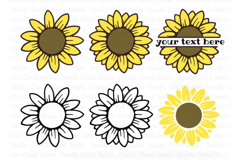 Download Sunflower SVG, Sunflower Monogram, Split Monogram, By ...