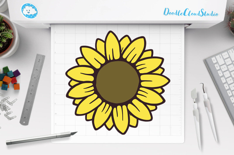 Download Sunflower SVG, Sunflower Monogram, Split Monogram, By Doodle Cloud Studio | TheHungryJPEG.com