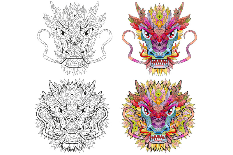 zentangle-dragon-head