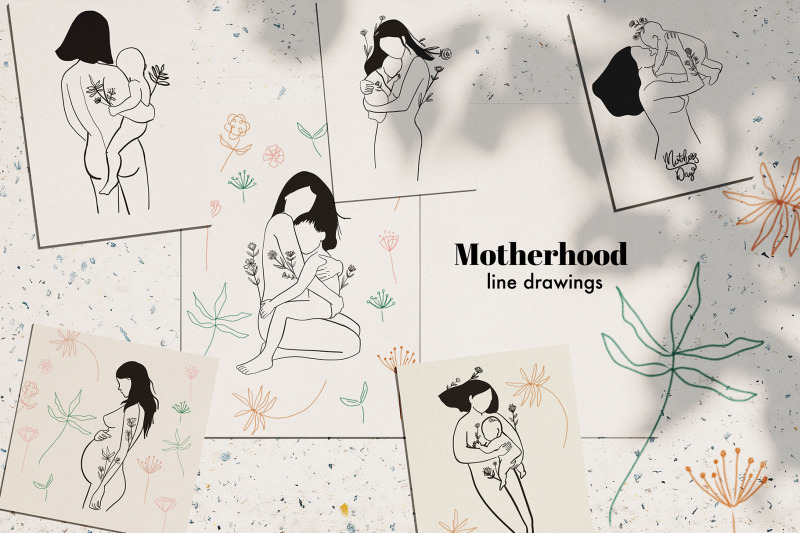 mother-039-s-day-motherhood-line-drawing-pack